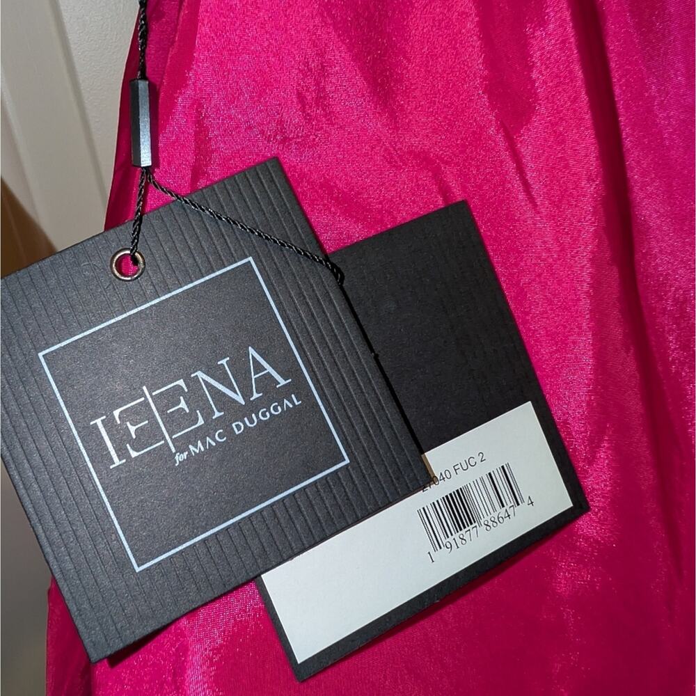IEENA for Mac Duggal Central Bow Bubble Fuschia Pink Mini Dress Size 2 - Picture 2 of 13